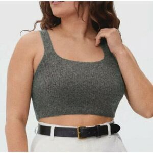 Everlane cozy stretch crop tank ribbed charcoal grey size XS